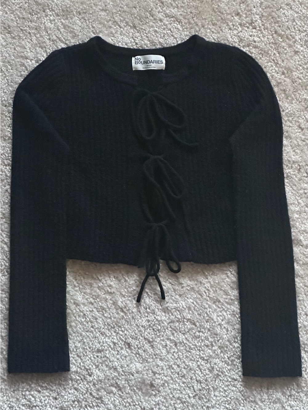 No Boundaries - Lace-Up Cropped Sweater